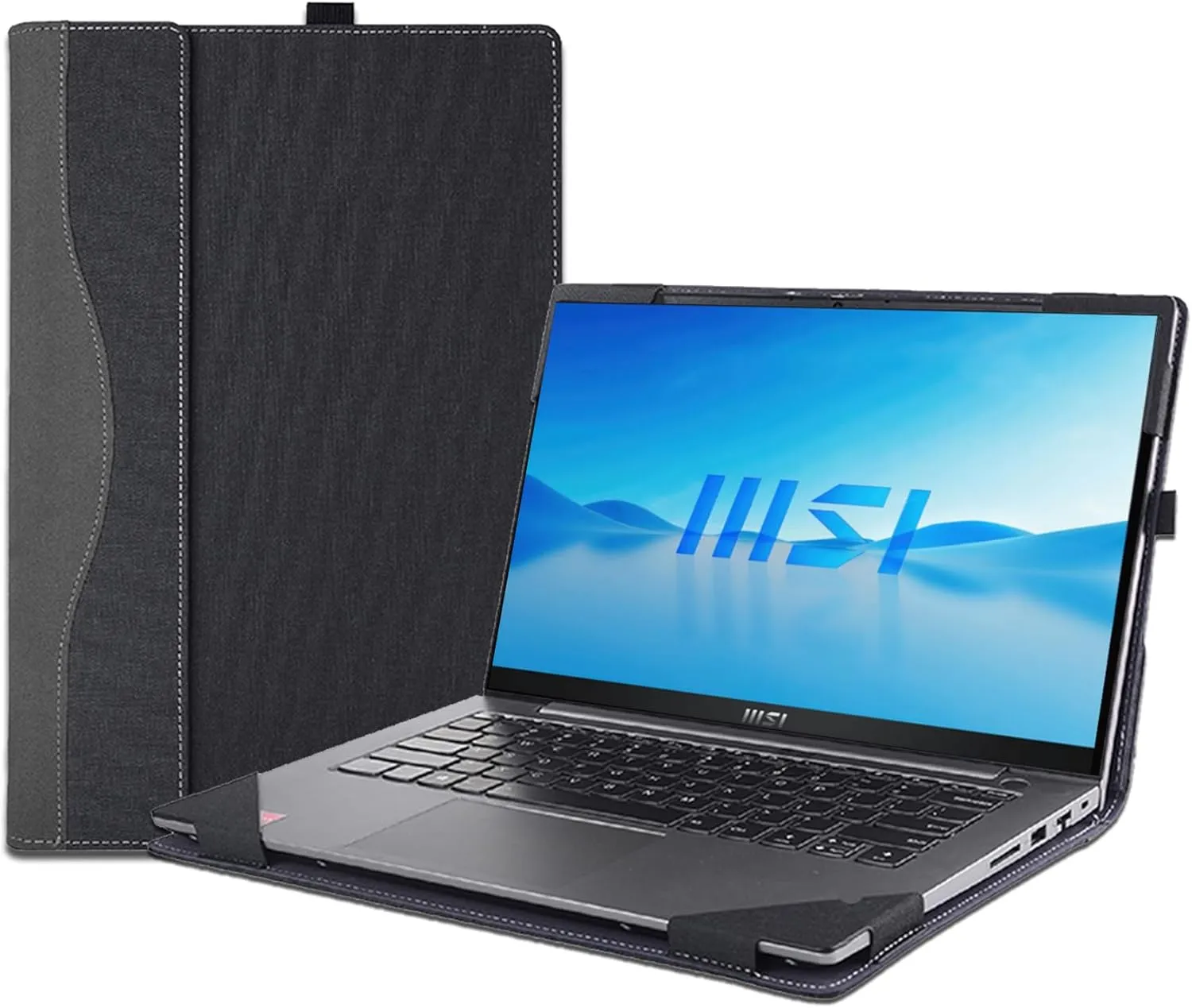 Laptop Case Cover for 16 inch MSI Prestige 16 Evo Series & MSI Summit E16 Flip Evo Series[Not for Other Models]，Detachable PU Leather Notebook Sleeve Protective Bag with Pen Holder (Dark Grey)