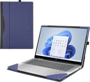 Laptop Case Cover for Hp Envy X360 15-fe 15t-fe 15.6" 2-in-1 & Envy X360 15-fh 15z-fh 2023 Notebook Sleeve Computer Bag Protective PU Leather Shell(Blue)