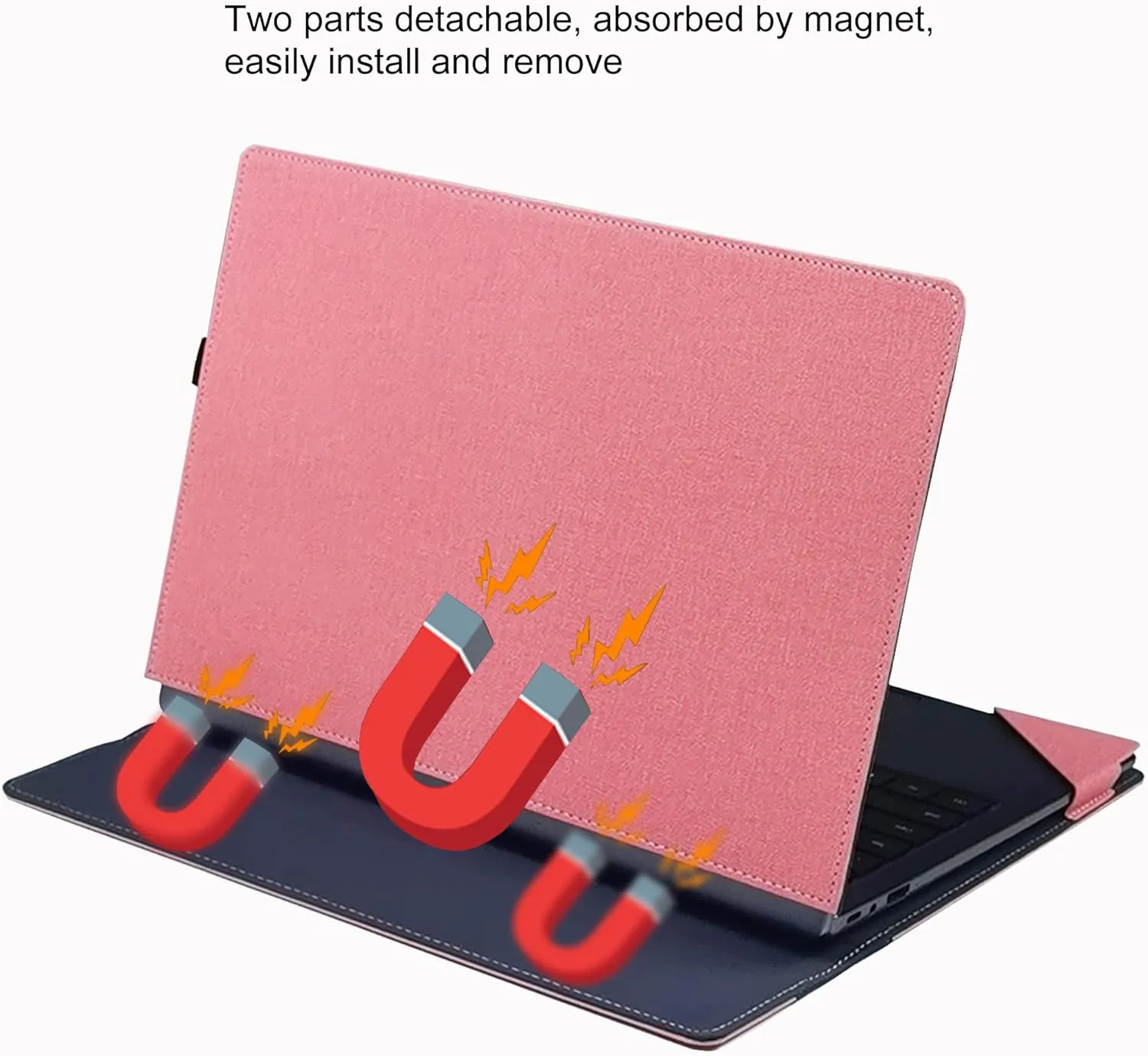 Laptop Case Cover for Lenovo K14 Gen 1 / V14 G2 G3 G4 2023 14" [Do Check Model] Detachable Notebook Sleeve Computer Bag Protective PU Shell with Pen Holder Heat Dissipation Hole (Pink, 14 inches)