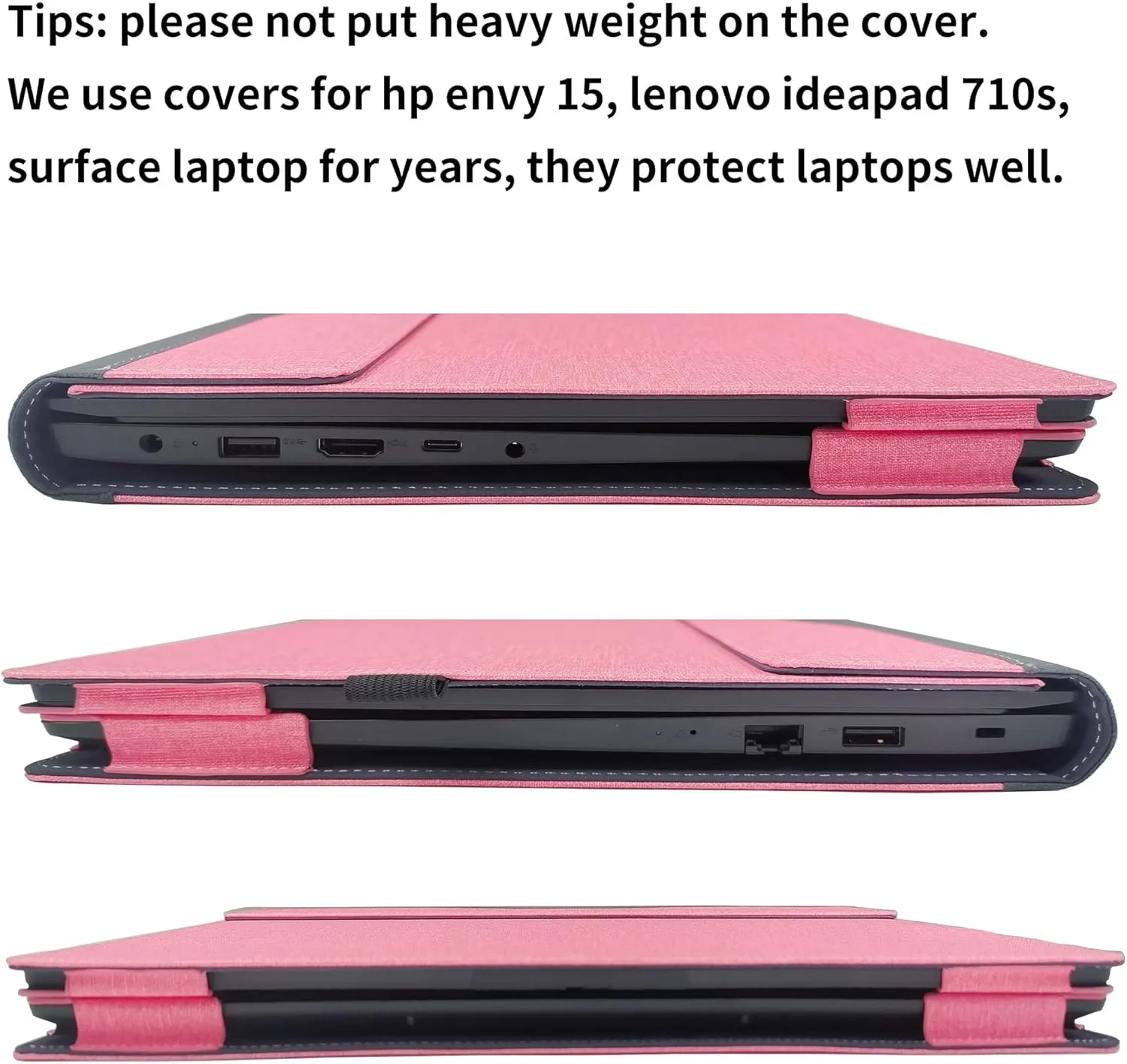 Laptop Case Cover for Lenovo K14 Gen 1 / V14 G2 G3 G4 2023 14" [Do Check Model] Detachable Notebook Sleeve Computer Bag Protective PU Shell with Pen Holder Heat Dissipation Hole (Pink, 14 inches)