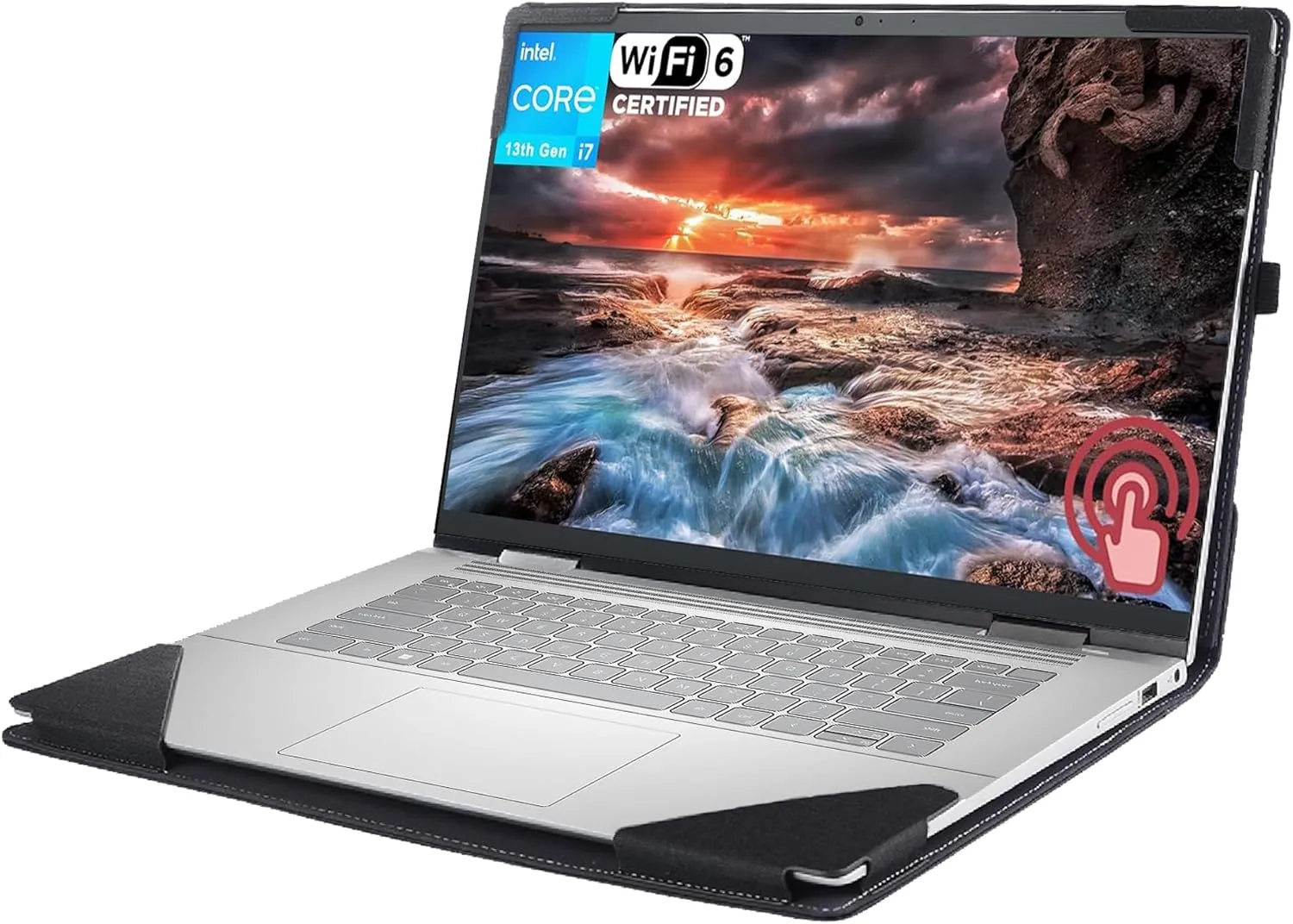 Laptop Case for Dell Inspiron 15 3000 3520 3511 & Vostro 3510 3520 15 Inch.2in1 PU Leather Protective Sleeve (Black)