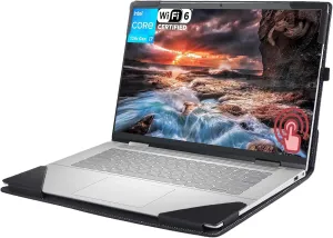 Laptop Case for Dell Inspiron 15 3000 3520 3511 & Vostro 3510 3520 15 Inch.2in1 PU Leather Protective Sleeve (Black)