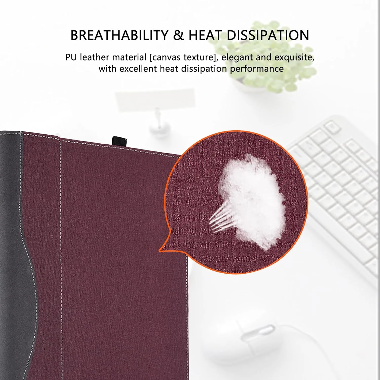 Laptop Cover Case for 16 inch Lenovo Yoga 7 2-in-1 16AHP9 /16IML9 & Yoga 7 16'' Series & Yoga Slim 7 Pro 16ACH6 16ARH7 16IAH7,PU Leather Protective Shell Detachable Laptop Bag Accessory (Burgundy)