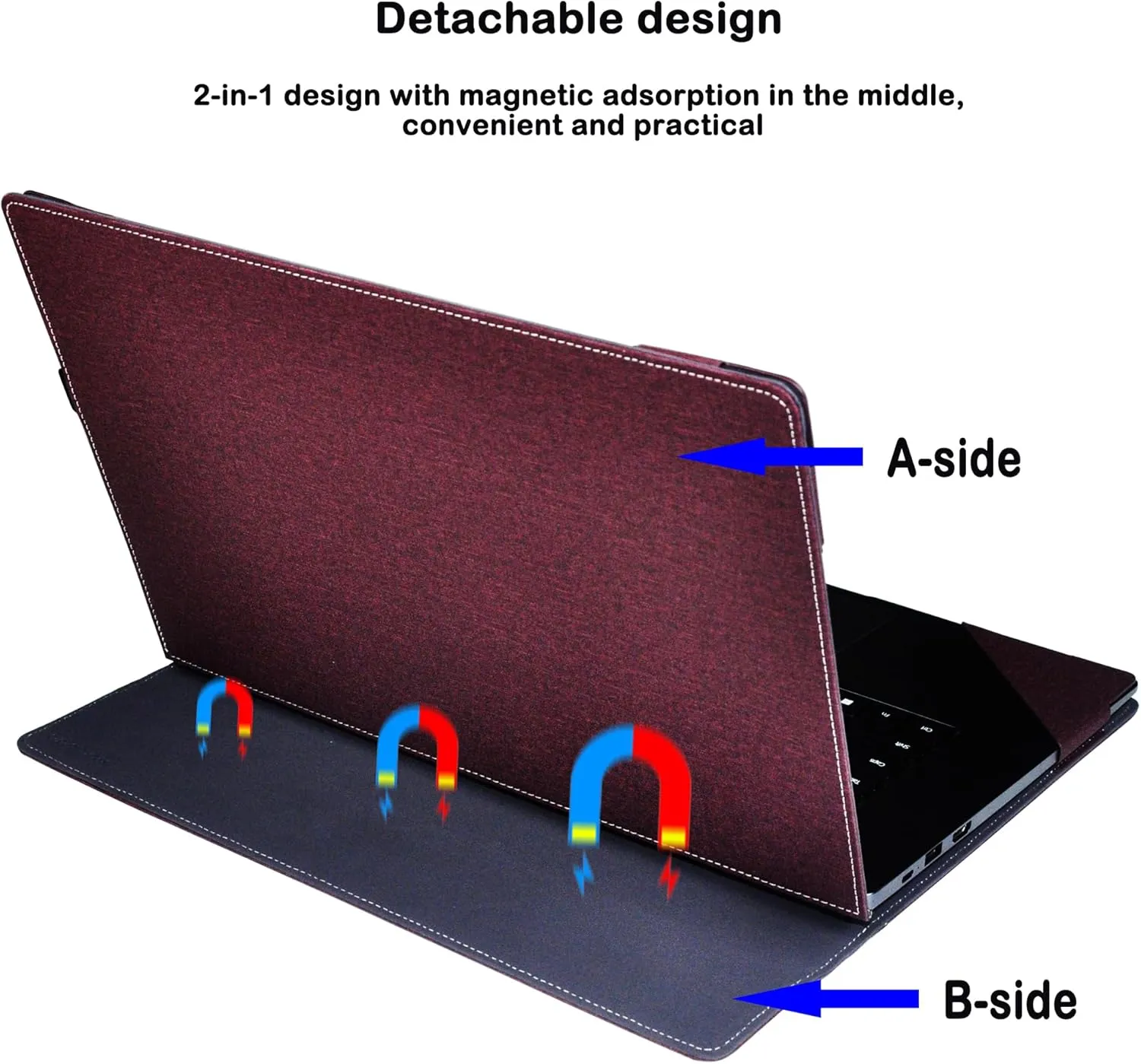 Laptop Cover Case for 16 inch Lenovo Yoga 7 2-in-1 16AHP9 /16IML9 & Yoga 7 16'' Series & Yoga Slim 7 Pro 16ACH6 16ARH7 16IAH7,PU Leather Protective Shell Detachable Laptop Bag Accessory (Burgundy)
