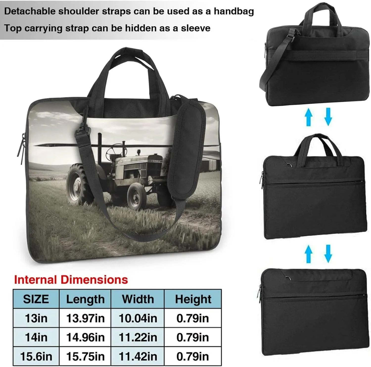 Laptop Tote Bag Men Women Tractor Agriculture Tranquil Shoulder Laptop Sleeve Briefcase Messenger Computer Bag