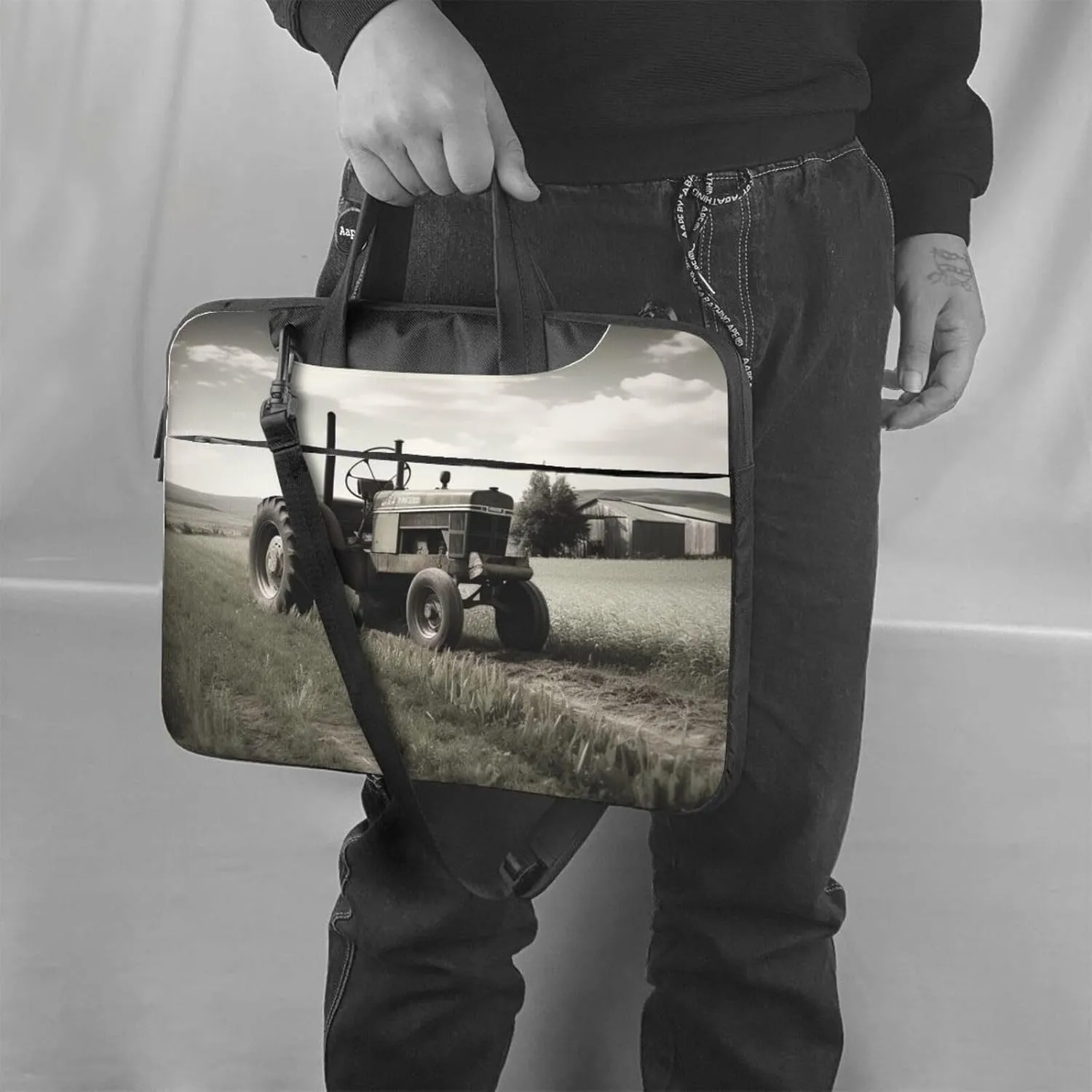 Laptop Tote Bag Men Women Tractor Agriculture Tranquil Shoulder Laptop Sleeve Briefcase Messenger Computer Bag