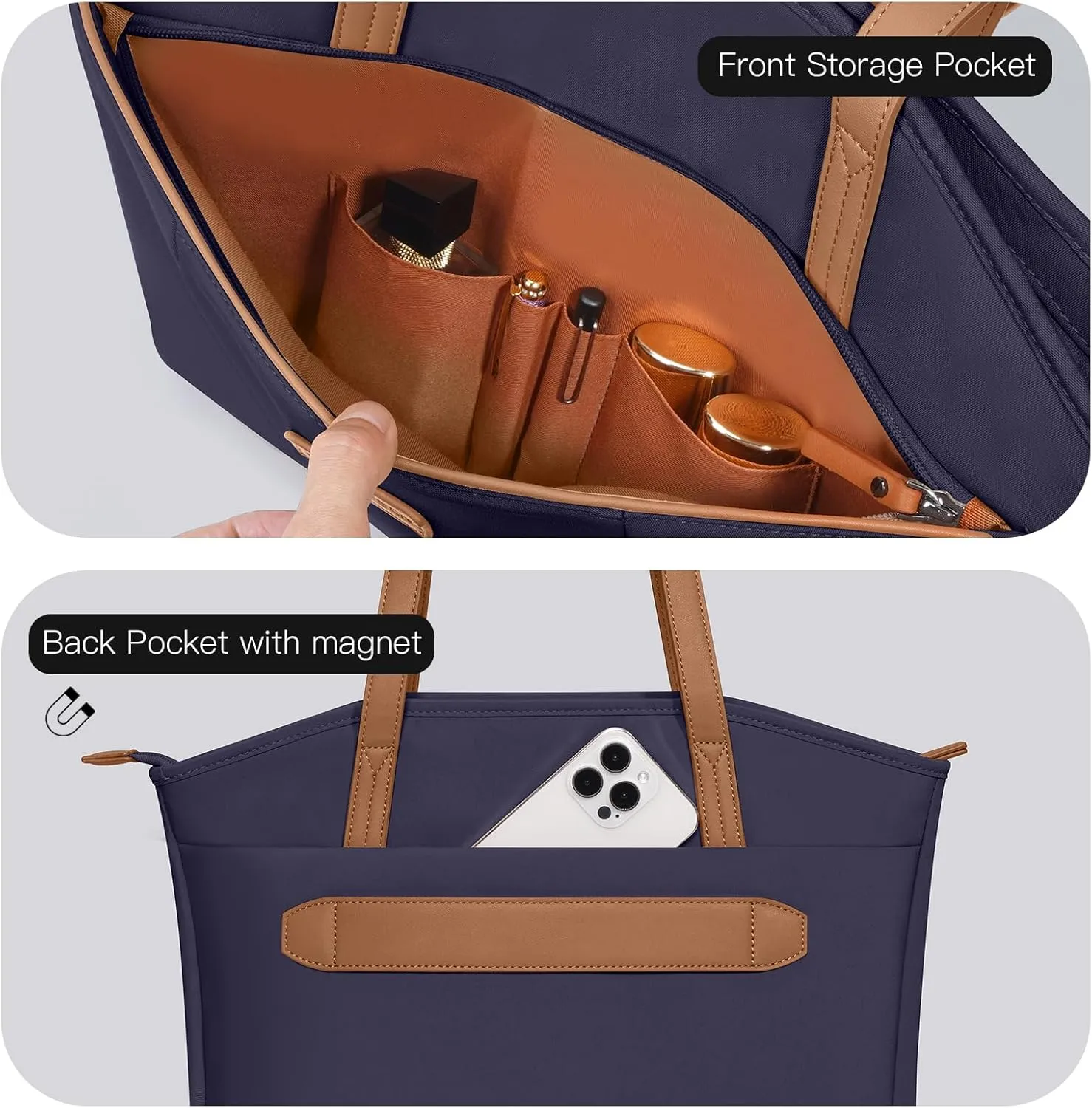 Laptop Tote Bag Shoulder Bag for Women 15-16 inch Waterproof Handbag Blue Color