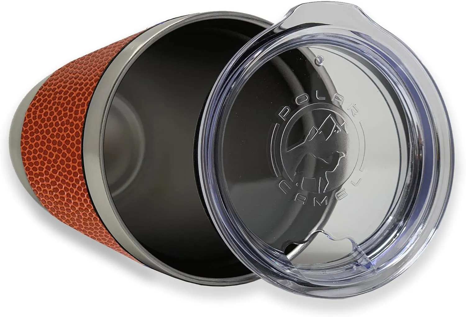 LaserGram 20oz Vacuum Insulated Tumbler Mug, Bass Fish, Personalized Engraving Included (Faux Leather, Basketball Style)