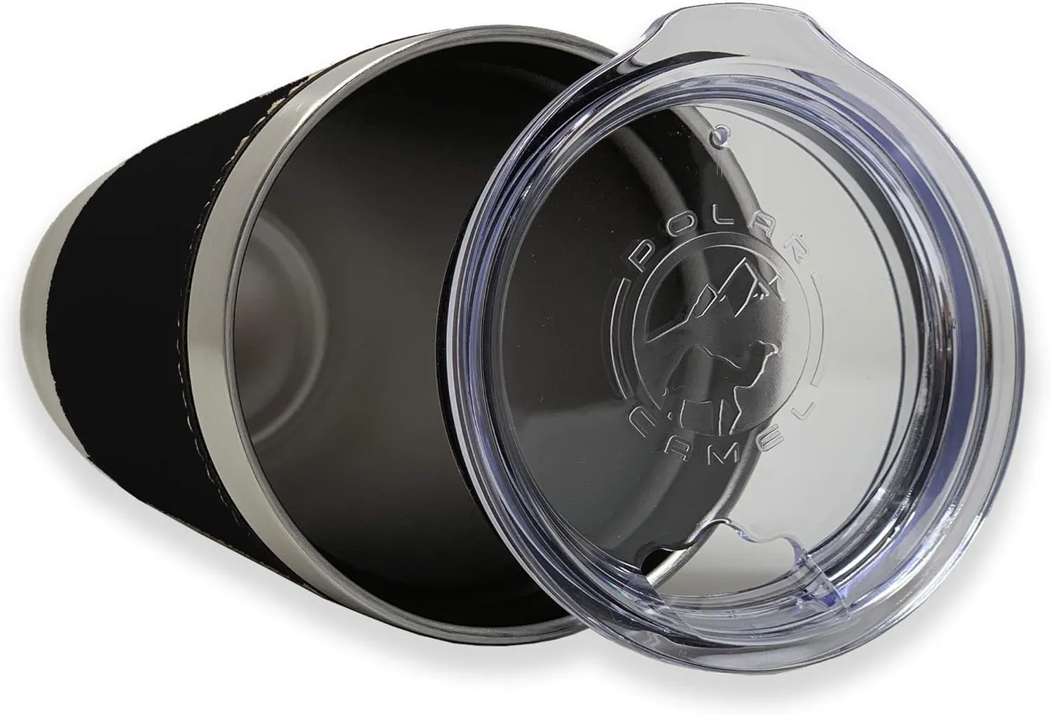 LaserGram 20oz Vacuum Insulated Tumbler Mug, Bass Fish, Personalized Engraving Included (Faux Leather, Black)
