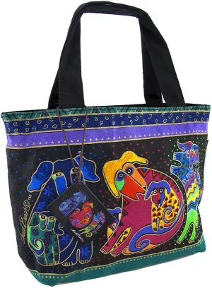 Laurel Burch `Dog And Doggies` Small Tote Bag Purse