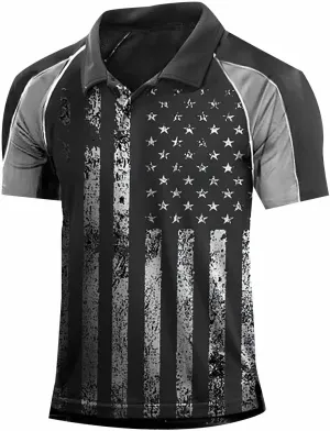 LCMTWX Men's 1776 Independence Day Polo Shirt Polo Shirt Men 2024 Fag Spring and Summer Fashion Leisure Seaside Beach