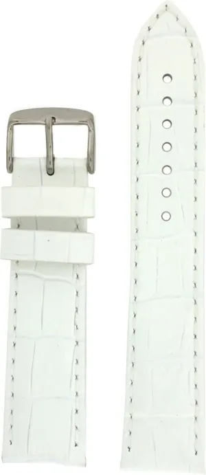 LEA1860-24 Watch Band XL White Genuine Leather Crocodile Grain