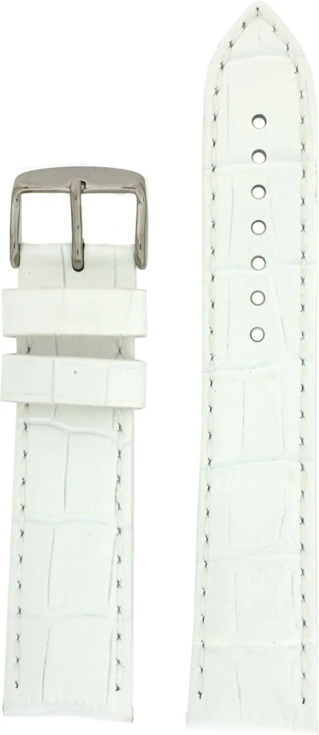 LEA1860-24 Watch Band XL White Genuine Leather Crocodile Grain