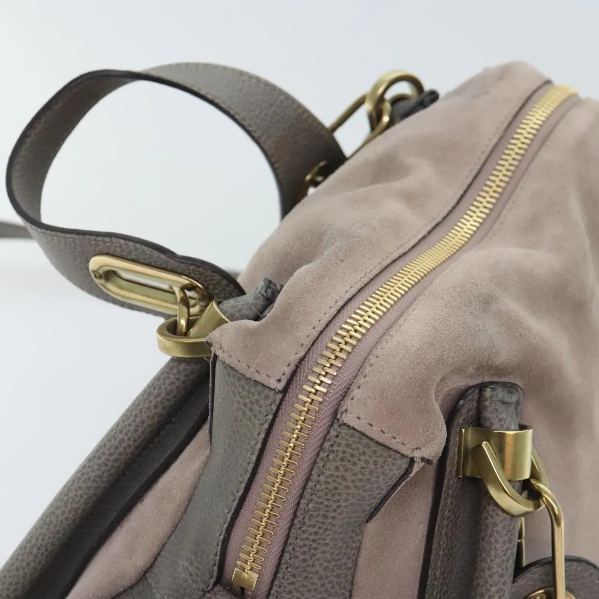 Leather 2way am6848 Seamless Cost-effective Paraty Bag Tote Suede Chloe Gray