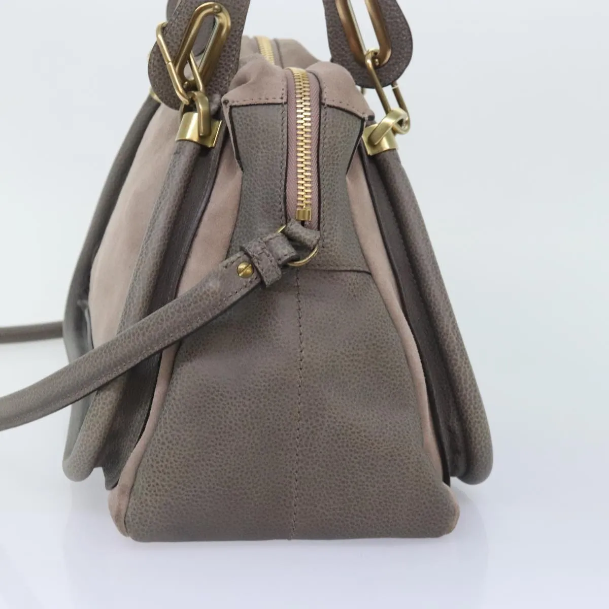 Leather 2way am6848 Seamless Cost-effective Paraty Bag Tote Suede Chloe Gray