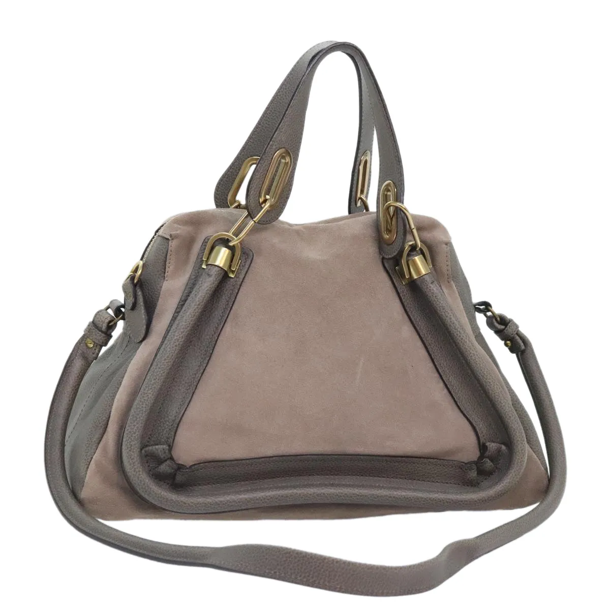 Leather 2way am6848 Seamless Cost-effective Paraty Bag Tote Suede Chloe Gray