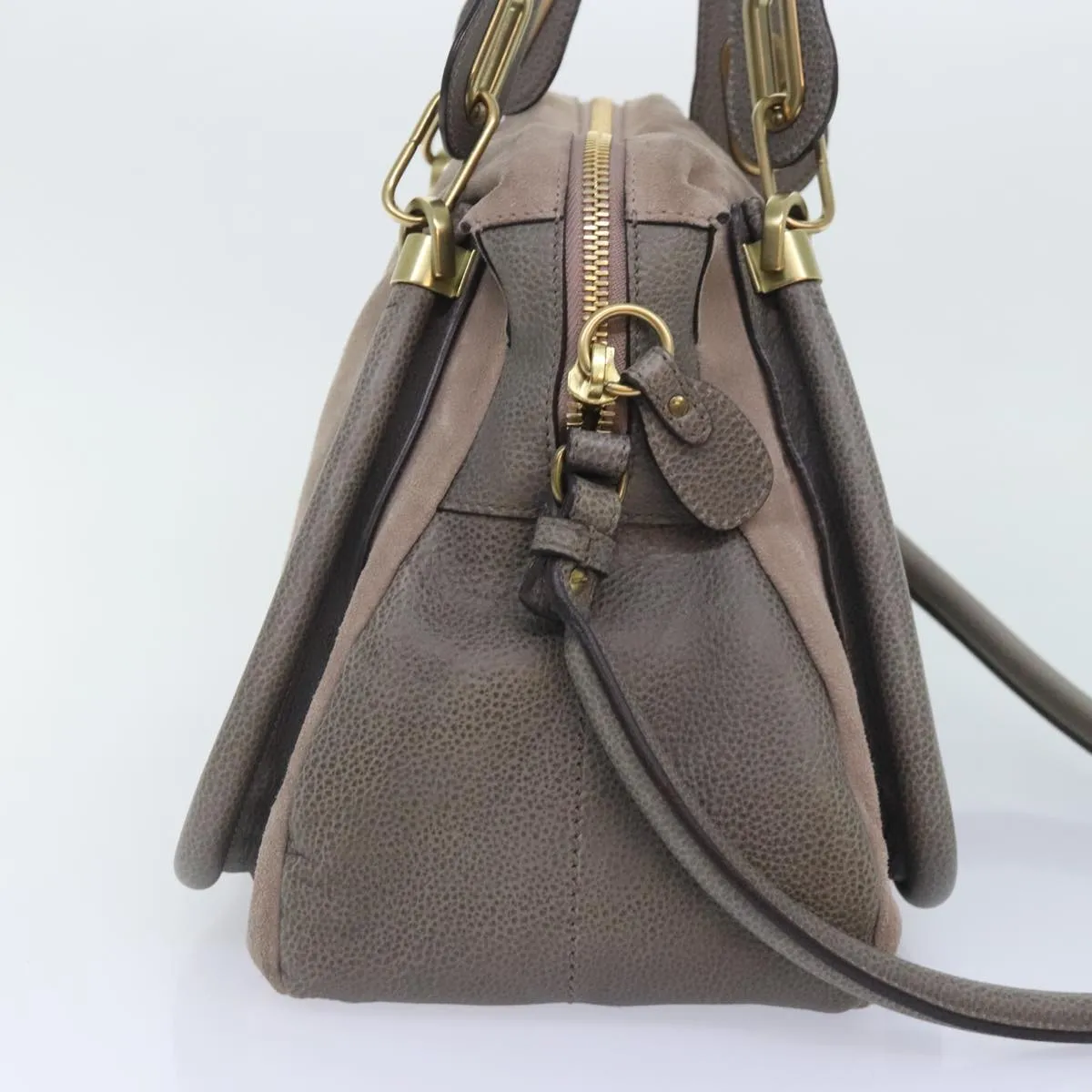 Leather 2way am6848 Seamless Cost-effective Paraty Bag Tote Suede Chloe Gray