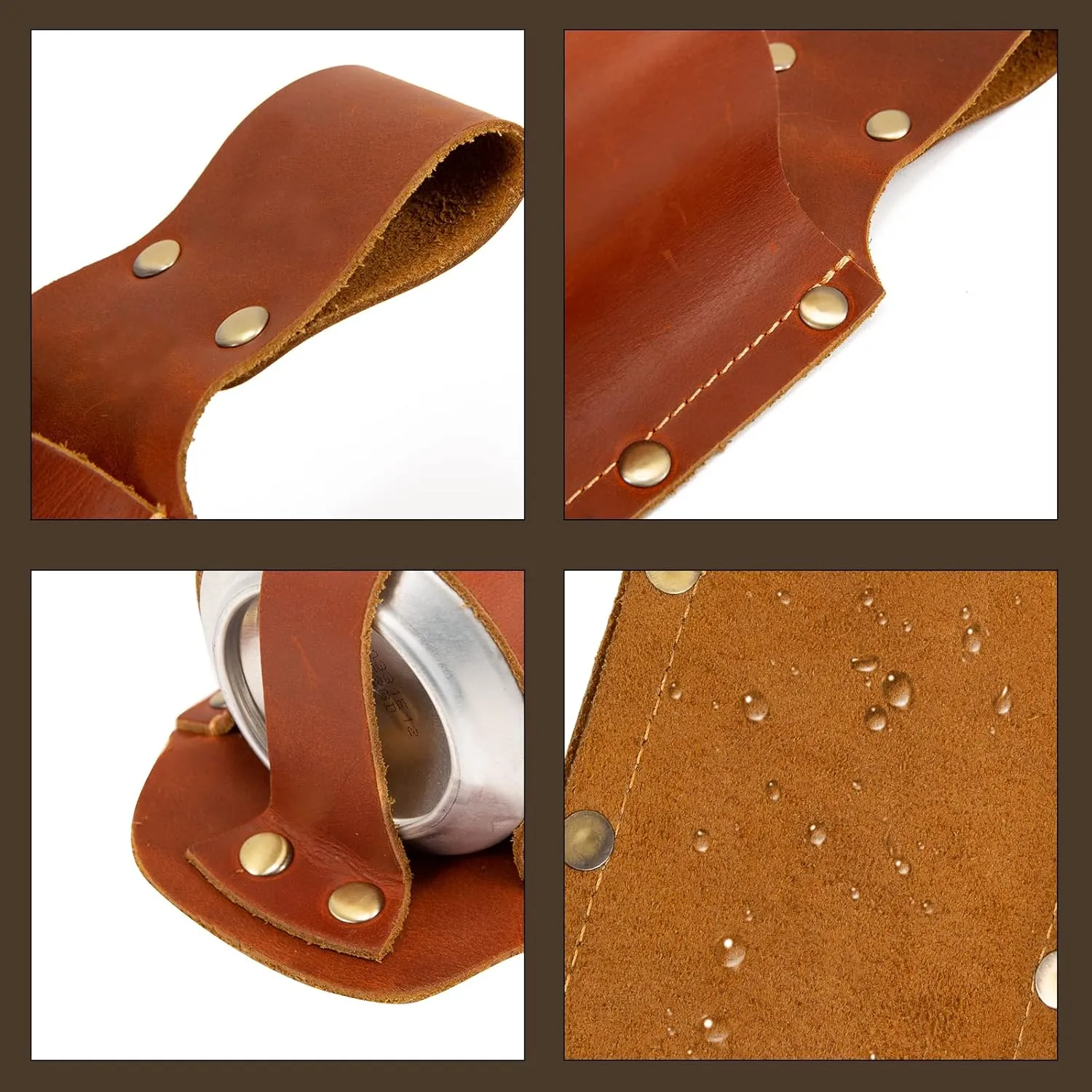 Leather Beer Holster Belt Holder - Bottle Holders for Beer Drinkers/Lovers - Grilling Gifts for Men/Father Day/Christmas