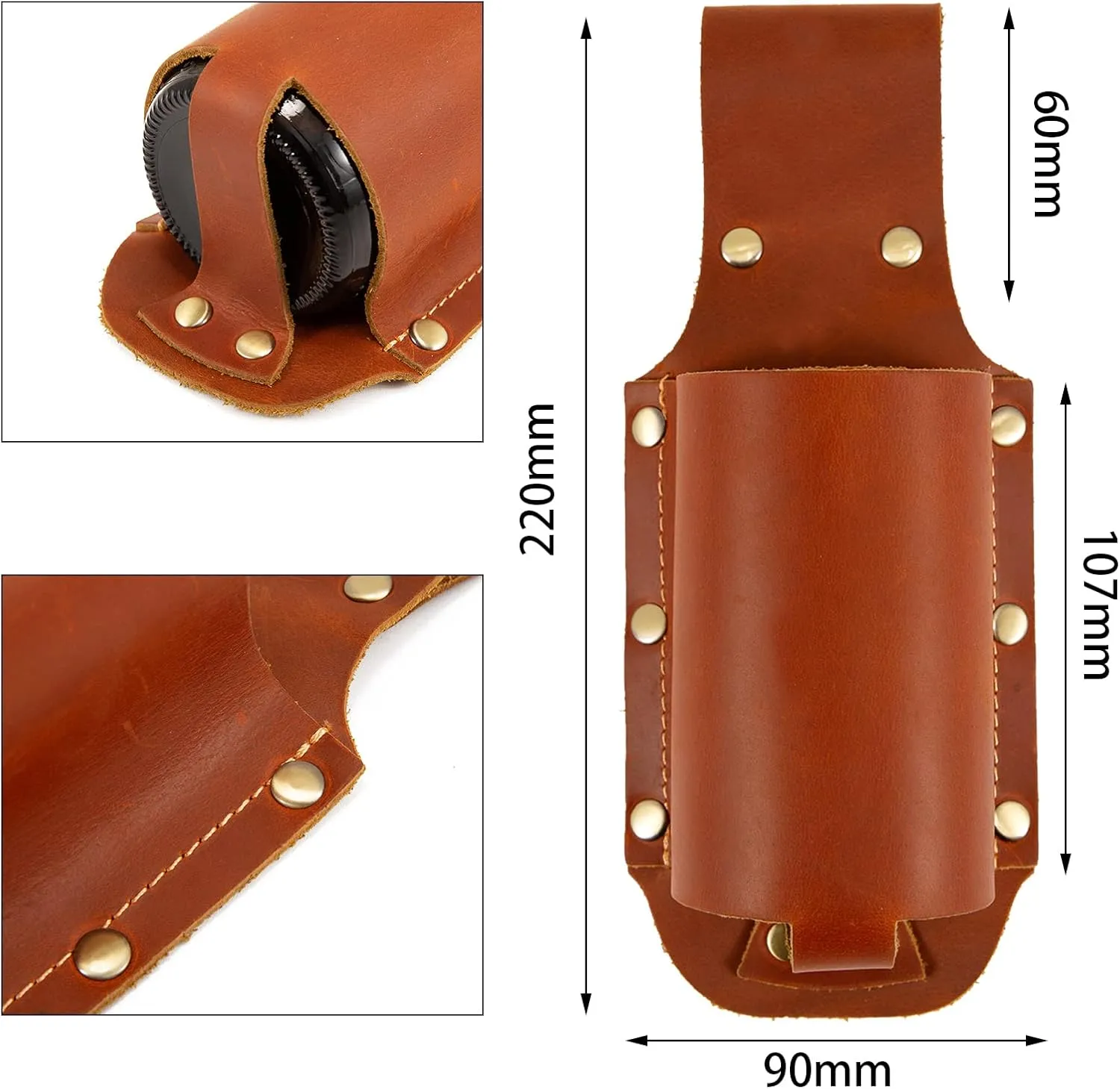 Leather Beer Holster Belt Holder - Bottle Holders for Beer Drinkers/Lovers - Grilling Gifts for Men/Father Day/Christmas