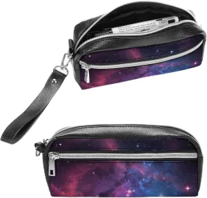 Leather Pencil Cases Universe Galaxy Star Space Pen Pouch Travel Cosmetic Bag for Purse Portable Makeup Brush Bag Holder Coin Purse for Women Makeup Case Purse Organizer