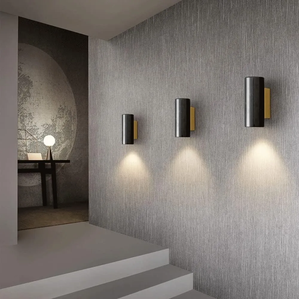 LED Wall Light, Marble Up and Down Wall Mount Lighting, Indoor Decoration Wall Lamp H65 Brass Wall Sconce E27 Lighting Fixtures for Bedroom Headboard Background Wall Staise (C)