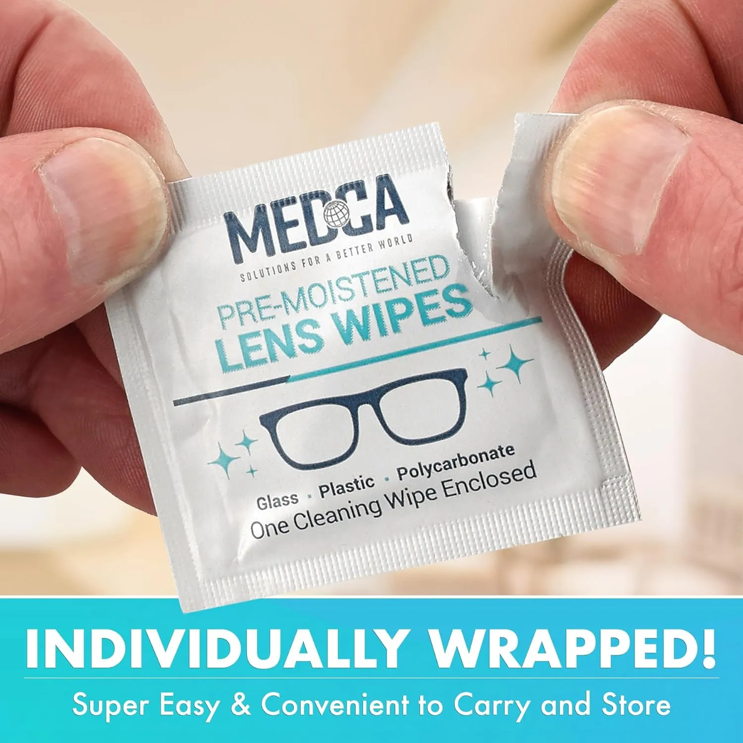 Lens Cleaning Wipes - [105 Pack] Pre Moistened Cleansing Cloths and Individually Wrapped Eyeglass Cleaner Wipe Pads for Phones, Tablet Screens, Helps Clean Cameras, Electronics, Photo Lens and Optics