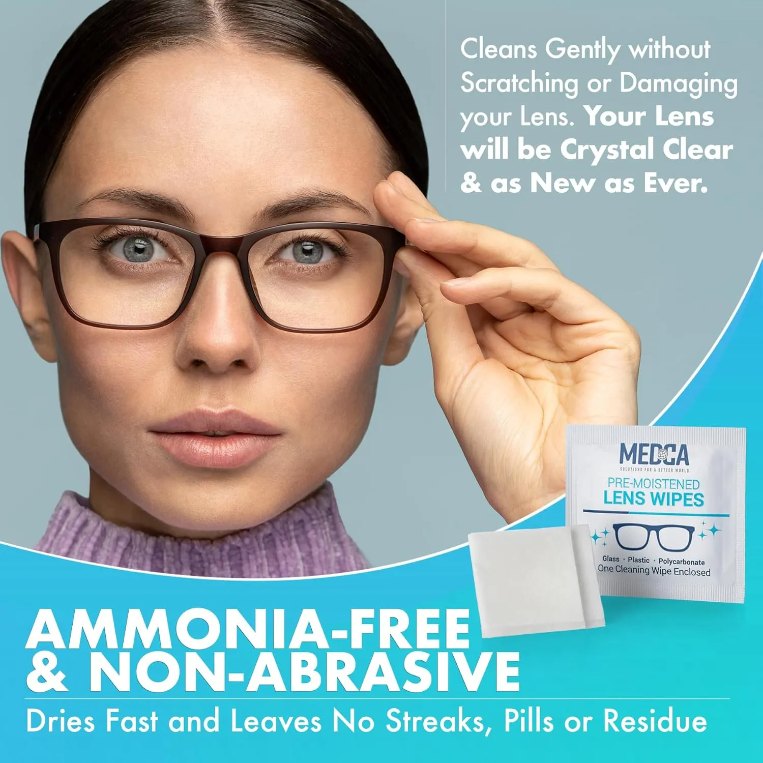 Lens Cleaning Wipes - [105 Pack] Pre Moistened Cleansing Cloths and Individually Wrapped Eyeglass Cleaner Wipe Pads for Phones, Tablet Screens, Helps Clean Cameras, Electronics, Photo Lens and Optics