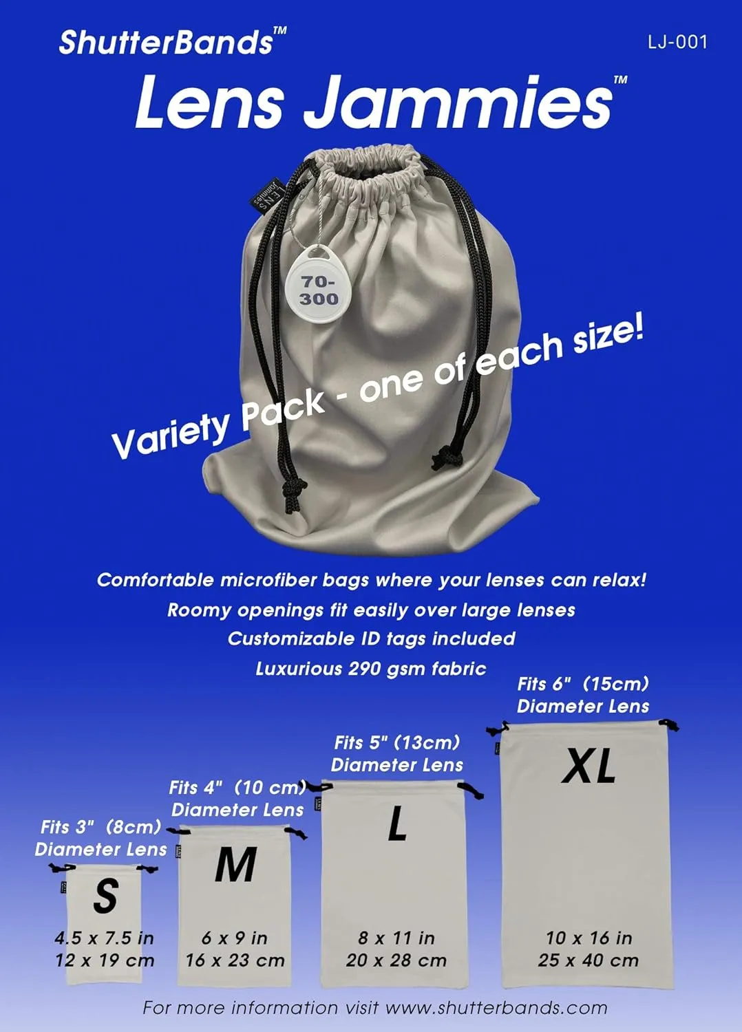 Lens Jammies Microfiber Drawstring Bags (Variety Pack)