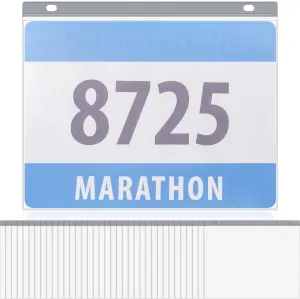 Lewtemi 48 Packs Race Bib Display Vinyl Protector Sheets Running Medal Hanger Display Clear Protective Medal Holder Plastic Race Bib Holder Sleeves for Marathon Runners Players Athletes