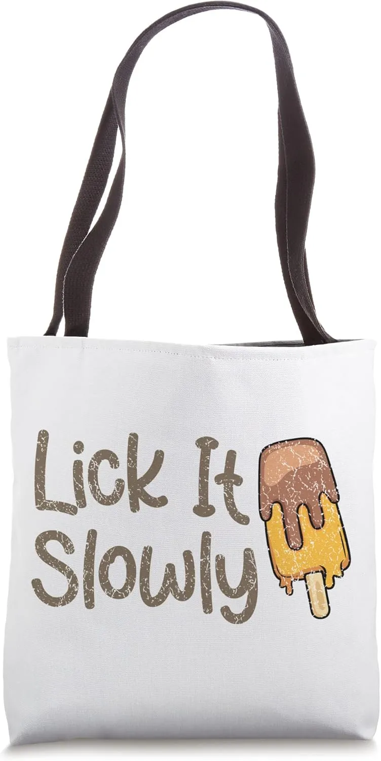 Lick It Slowly, Humor Workout For Men Women, Popsicle Tote Bag