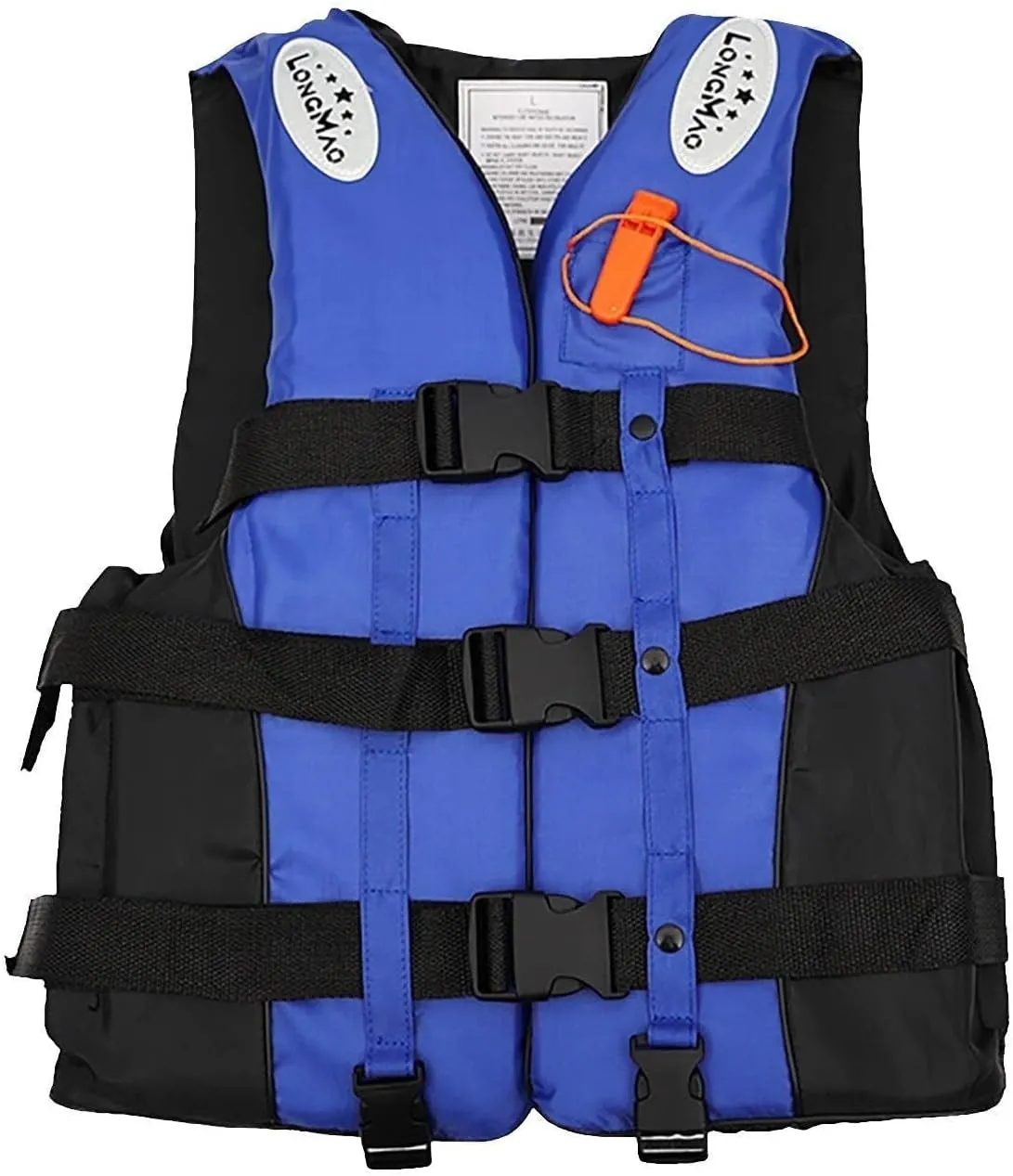 Life Jacket with Adjustable Belt, Boating Vest with Zipper, Float Swim Vest with Reflective Strips for Swimming, Watersports(Blue,Large)