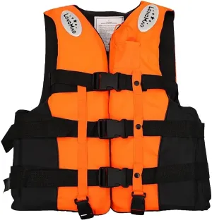 Life Jacket with Adjustable Belt, Boating Vest with Zipper, Float Swim Vest with Reflective Strips for Swimming, Watersports(Orange,X-Large)