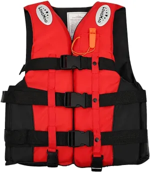 Life Jacket with Adjustable Belt, Boating Vest with Zipper, Float Swim Vest with Reflective Strips for Swimming, Watersports(Red,Small)