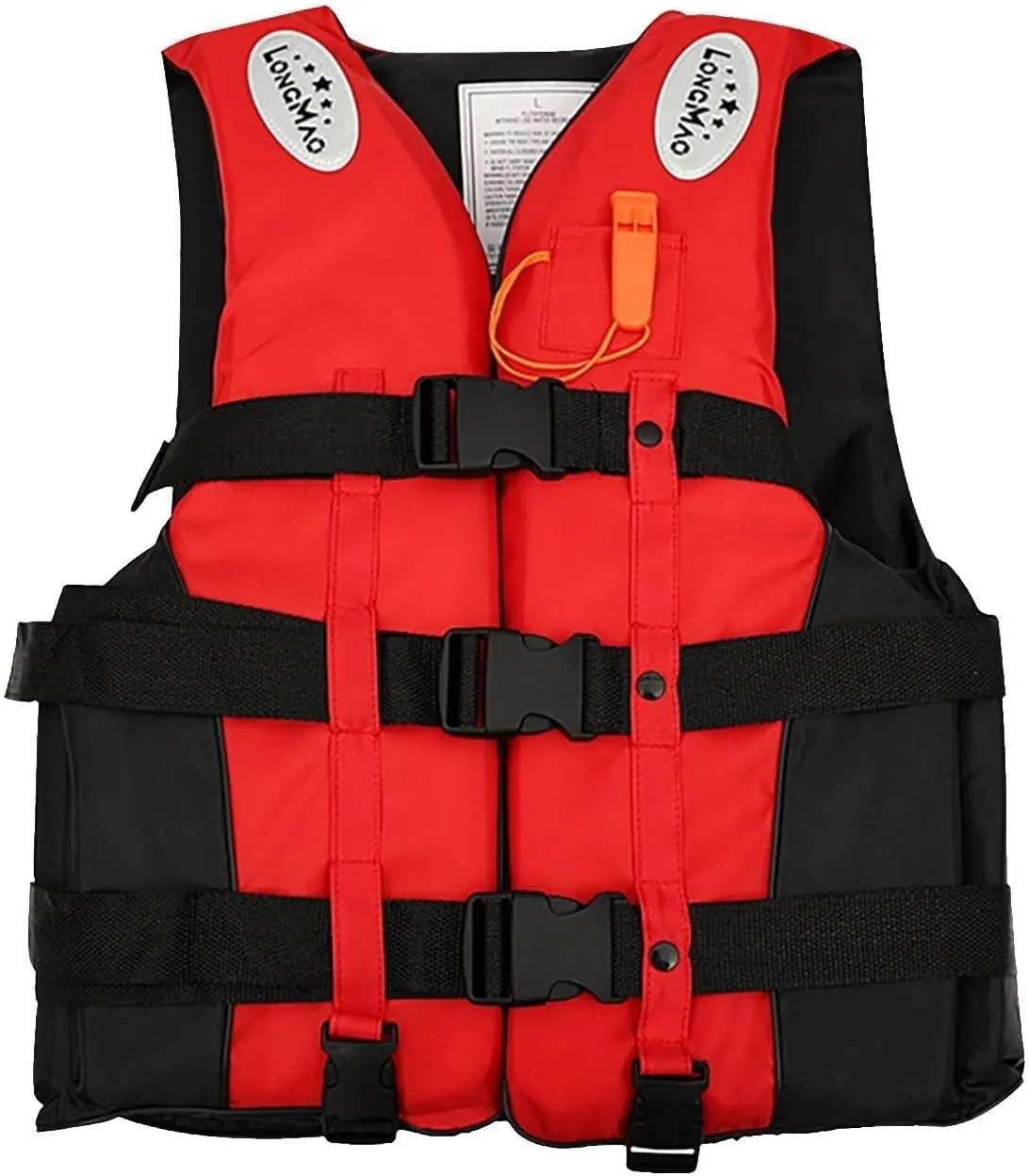 Life Jacket with Adjustable Belt, Boating Vest with Zipper, Float Swim Vest with Reflective Strips for Swimming, Watersports(Red,Small)