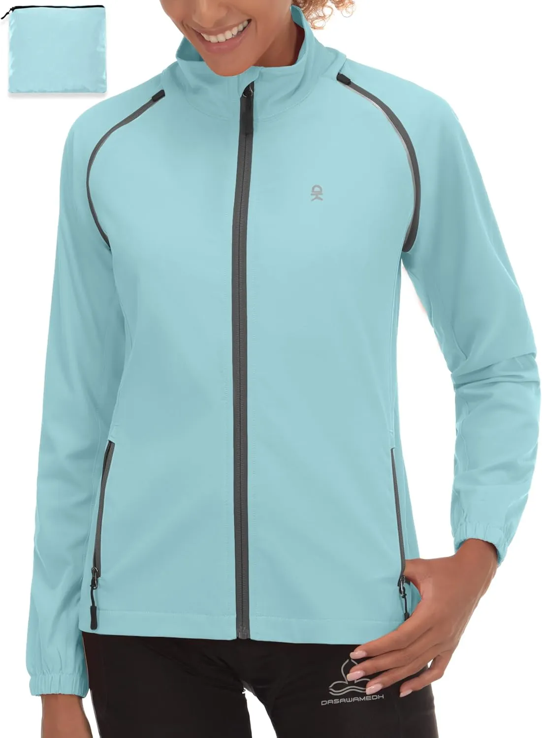 Little Donkey Andy Women's Lightweight Waterproof Cycling Jacket with Removable Sleeves for Biking Running Golf