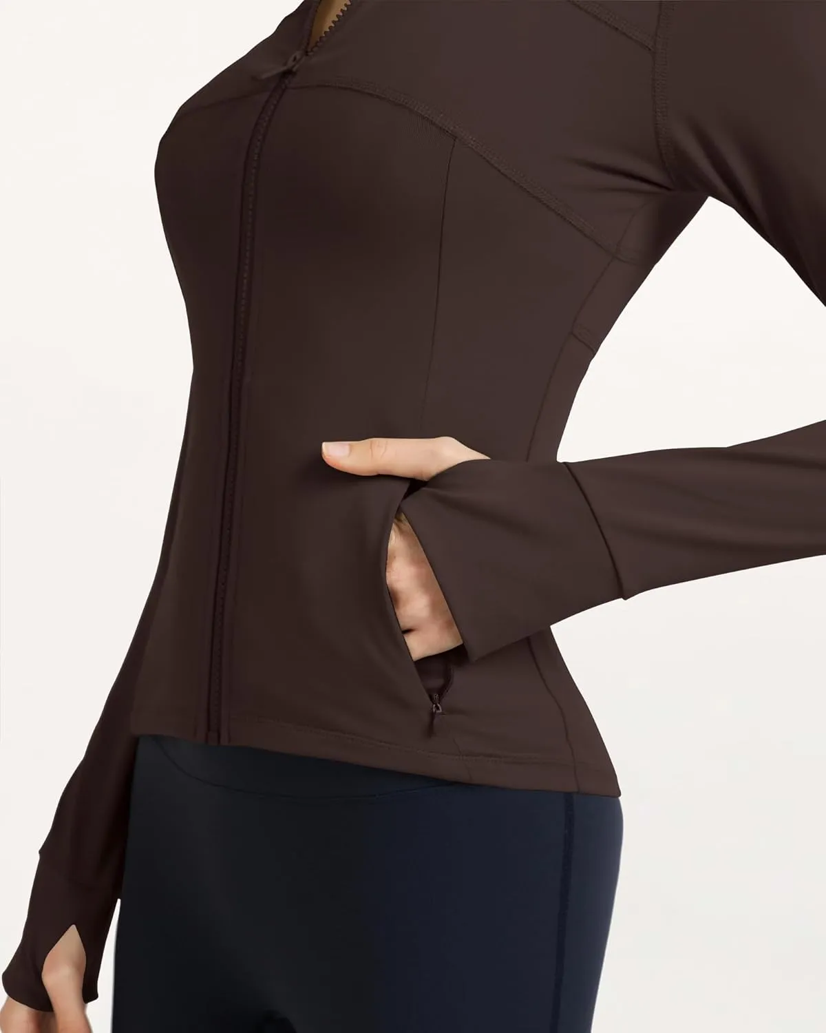 Locachy Women's Slim Fit Full Zip Athletic Running Sports Workout Jacket with Thumb Holes