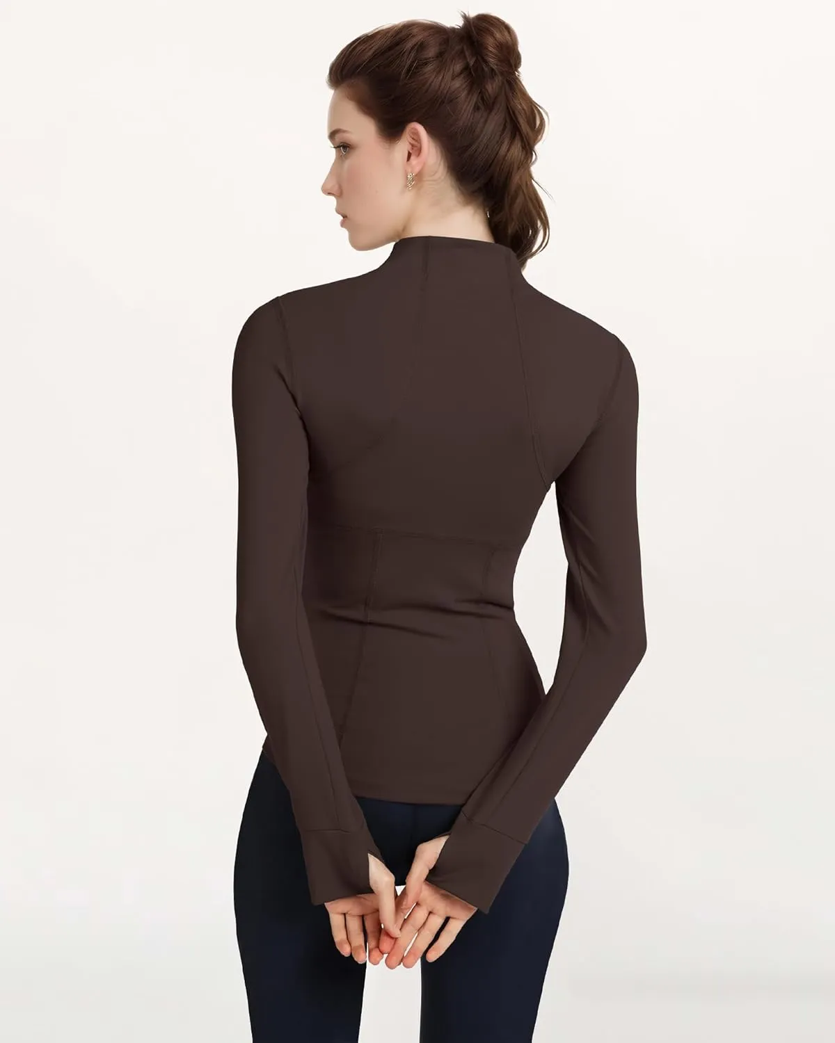 Locachy Women's Slim Fit Full Zip Athletic Running Sports Workout Jacket with Thumb Holes