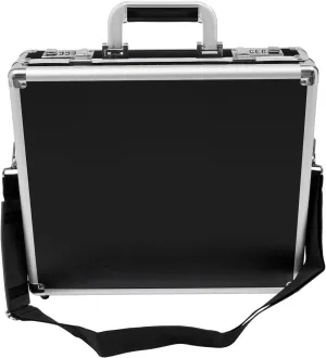 Locking Hard Briefcase with Dual Combination Locks & Strap, 15 x 13 x 4.3 Inch Laptop Case Aluminum Frame Document Case