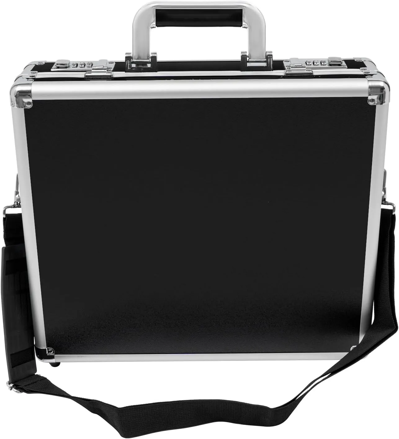 Locking Hard Briefcase with Dual Combination Locks & Strap, 15 x 13 x 4.3 Inch Laptop Case Aluminum Frame Document Case