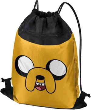 LOGOVISION Adventure Time Jake Head Drawstring Backpack Sports Bag Sackpack 17" x 13", Perfect for Gym, Yoga or Practice