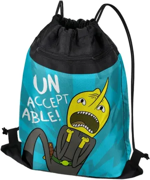 LOGOVISION Adventure Time Lemongrab Unacceptable Drawstring Backpack Sports Bag Sackpack 17" x 13", Perfect for Gym, Yoga or Practice