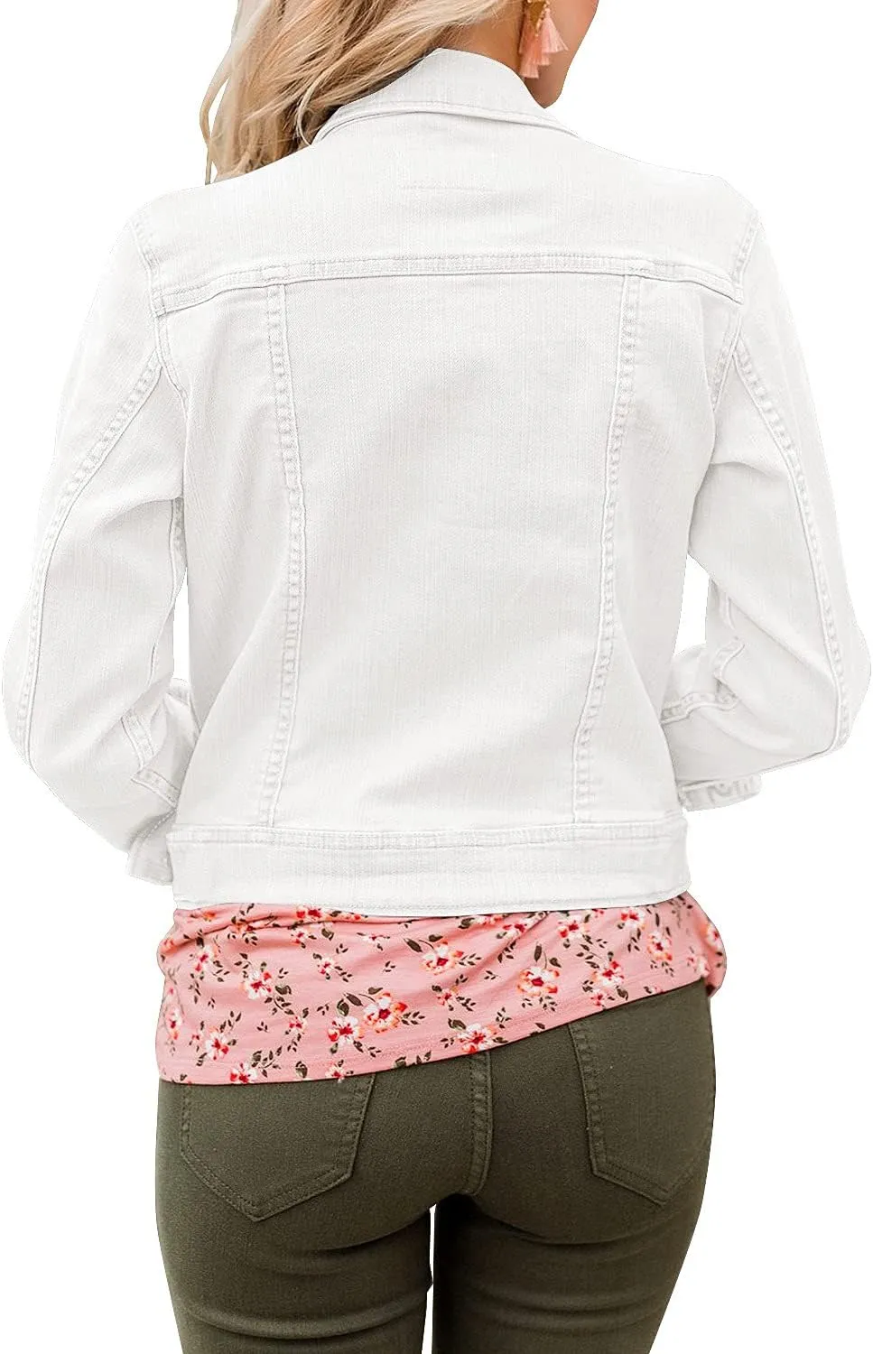 LookbookStore Women's Basic Long Sleeves Button Down Fitted Denim Jean Jackets