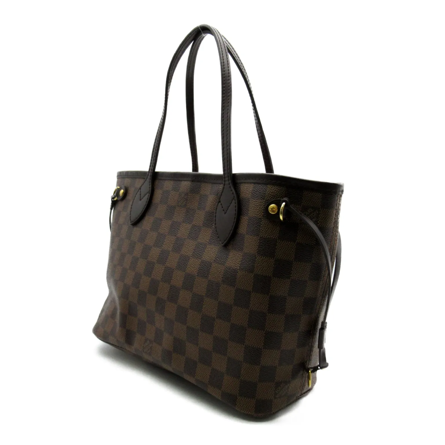 Louis Vuitton Neverfull Pm Tote Bag Handbag Coated Canvas Damier Brown Ebene