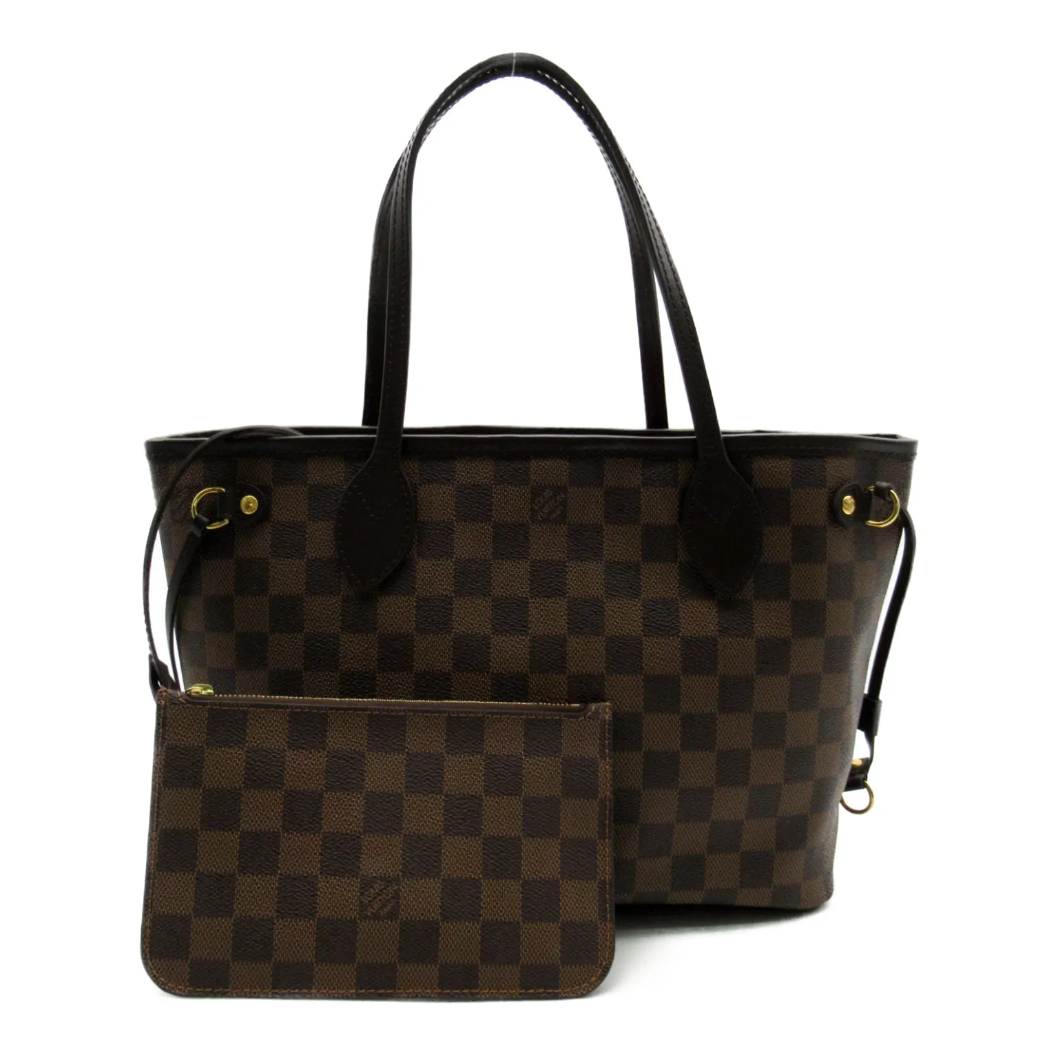 Louis Vuitton Neverfull Pm Tote Bag Handbag Coated Canvas Damier Brown Ebene