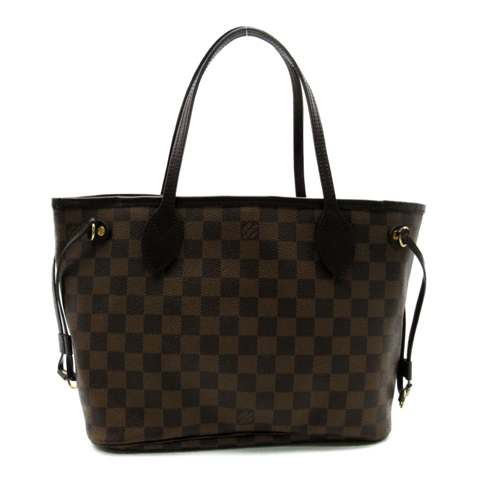 Louis Vuitton Neverfull Pm Tote Bag Handbag Coated Canvas Damier Brown Ebene
