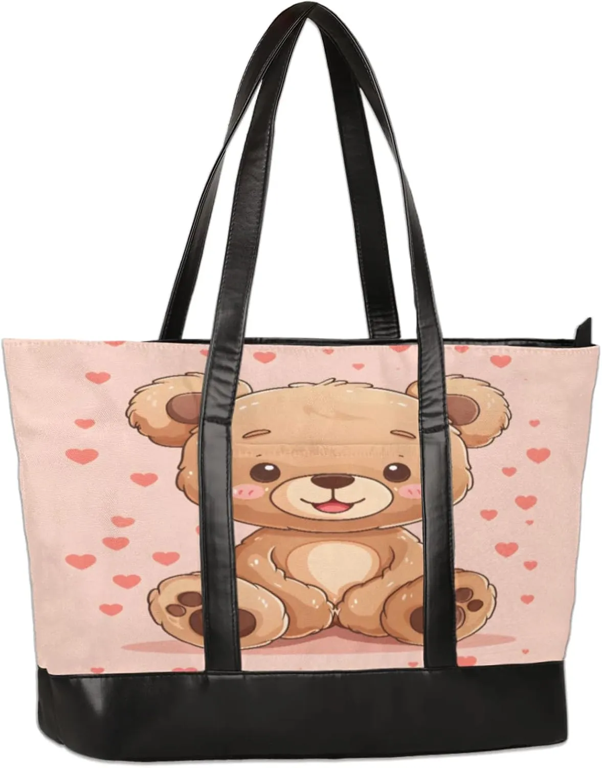 Love Cute Bears Laptop Tote Bag for Women Lightweight Work Purse with Multiple Compartments Fits 13-15.6 Inch Laptop Tablet Shoulder Bag for Office Travel Daily Use