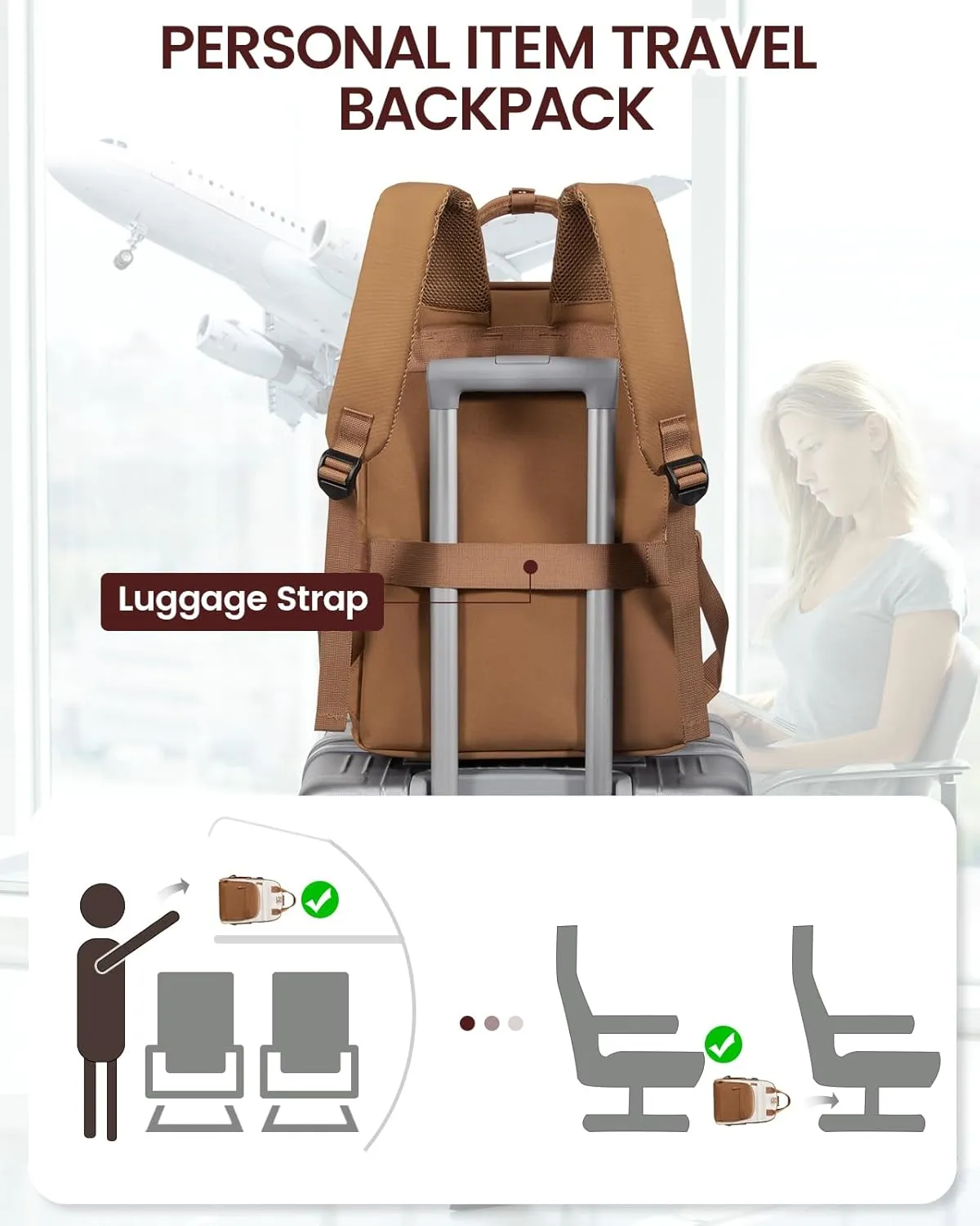LOVEVOOK Backpack for Women,Laptop Backpack Women,Fits 15.6 Inch Laptop Computer Bag,Teacher College Backpack Purse,Fashion Waterproof Travel Work Anti-theft Backpack for Traveling on Airplane Daypack