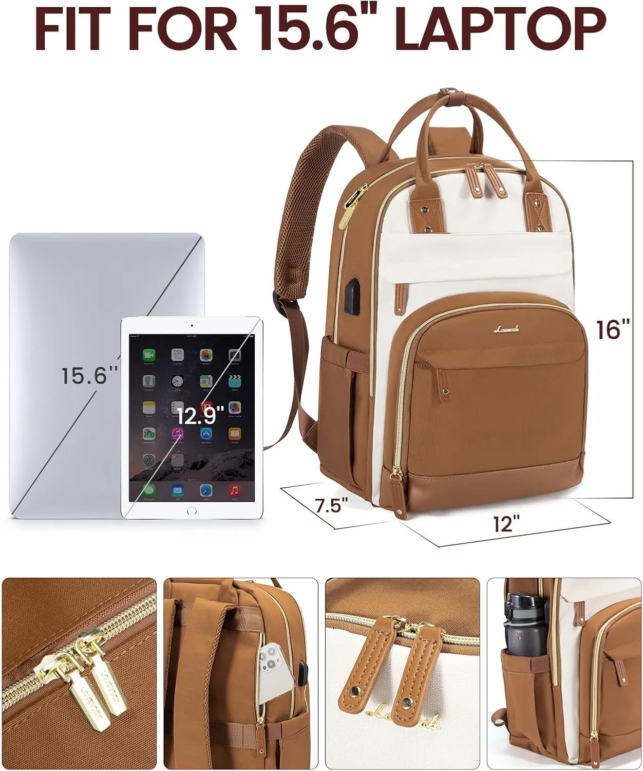 LOVEVOOK Backpack for Women,Laptop Backpack Women,Fits 15.6 Inch Laptop Computer Bag,Teacher College Backpack Purse,Fashion Waterproof Travel Work Anti-theft Backpack for Traveling on Airplane Daypack