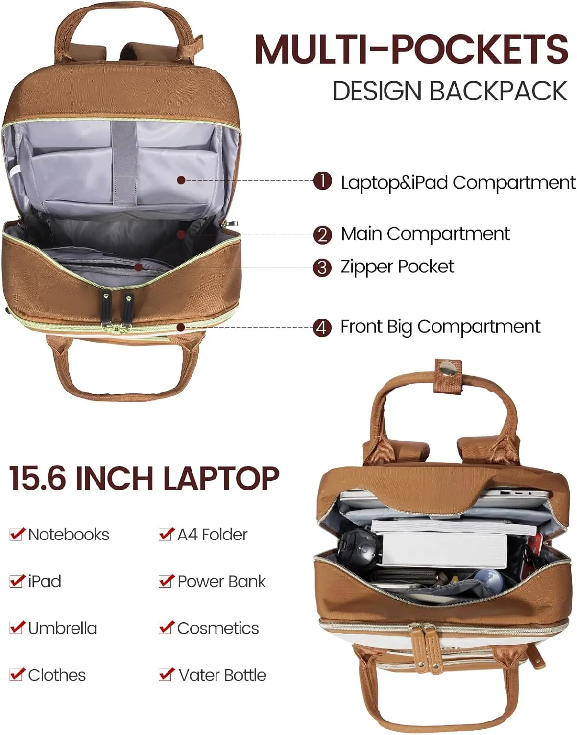 LOVEVOOK Backpack for Women,Laptop Backpack Women,Fits 15.6 Inch Laptop Computer Bag,Teacher College Backpack Purse,Fashion Waterproof Travel Work Anti-theft Backpack for Traveling on Airplane Daypack