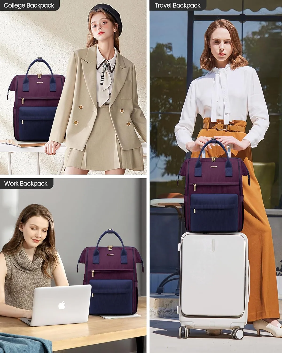 LOVEVOOK Laptop Backpack for Women Men, Teacher Nurse Work Bag Waterproof Fashion Travel Backpack Purse, 15.6 Inch Computer Backpack with USB Port